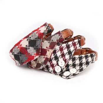 

Pet Dog Collar Adjustable PU Dog Necklace Pet Plaid Scarf For Cat Dog Collar 4 Color S Pet Product Dog Collar Pet Supplies