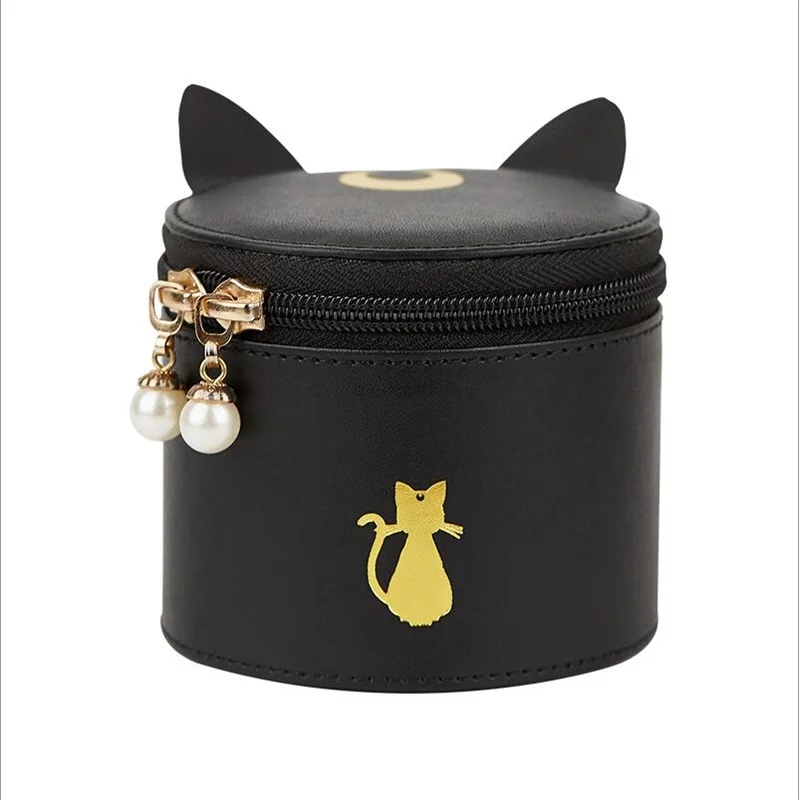  Anime Sailor Moon Luna Black Cat Make Up Cosmetic Bag Portable Pearl Trim Zipper Wash Bag Cosplay P