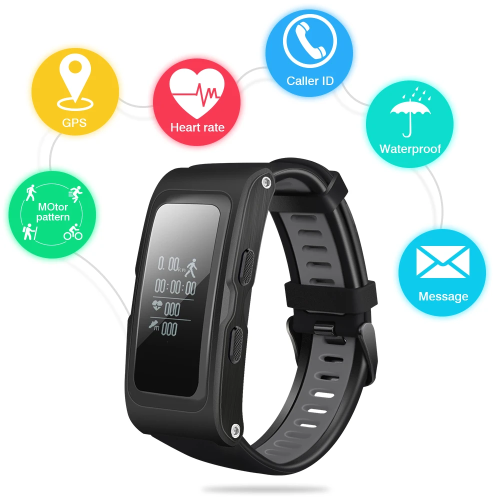 

Mindkoo T28 Fitness Tracker Smart Wristband Support GPS Track Record Temperature Altitude Heart Rate Smart Band Bracelet