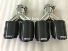 2PCS left and right Car Modification AKRAPOVIC  Universal Dual blue Automobile exhaust pipe Muffler tip  for BMW 3 Series