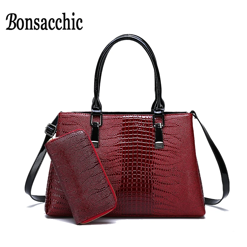 

Dark Red Tote Bag for Women Purse and Handbags Designer High Quality Crocodile Ladies Hand Bags Female Clutch Bolso Mujer Grande