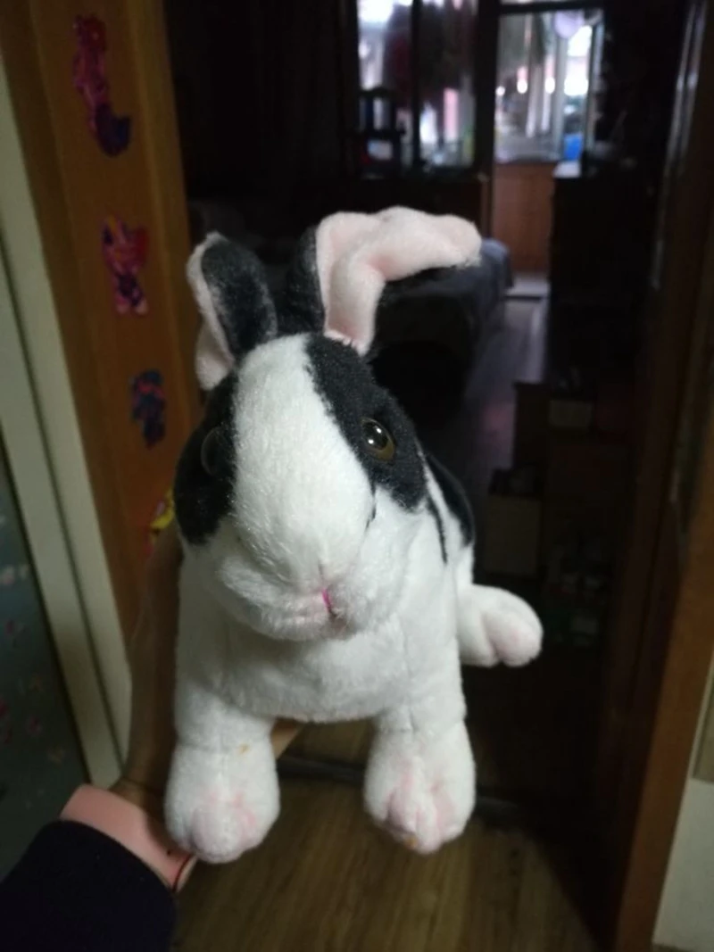 Dorimytrader lovely realistic animal pet rabbit plush toy stuffed bunny doll pillow children play doll decoration 29cm x 17cm DY61894 (3)