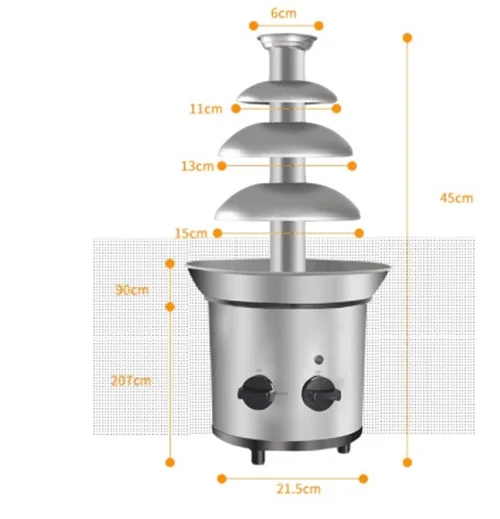 4 яруса Электрический Шоколадный аппарат для Шоколадного Фонтана Машина соус нагреватель шоколадный фондю