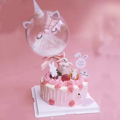 Торт Топпер Единорог прозрачный шар украшение день рождения торт Карта мультфильм животных плагин кошка - Цвет: 2
