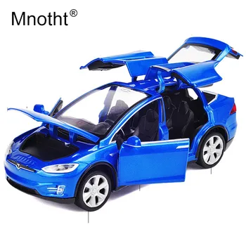

Mnotht 1/32 Alloy Car Model Tesla Model x90 Seven Seats/Six Door-Open Pull Back Sounds Lights Diecast Car Model Toy mo