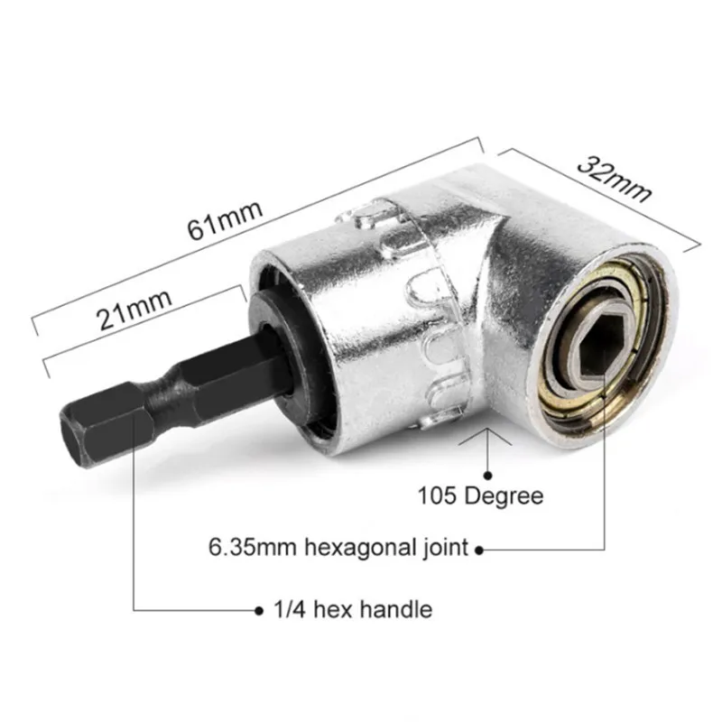 1/4 дюймов 105 градусов Регулируемый шестигранный угол отвертка ручные инструменты гаечный ключ шестигранный бит привод офсетное крепление