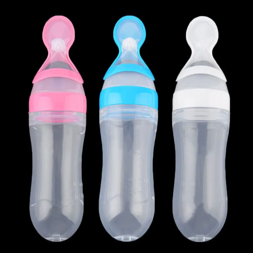 Для новорожденных малышей силикагель бутылочки ложка Еда дополнение риса Крупы ложка-бутылочка с ложкой риса Крупы