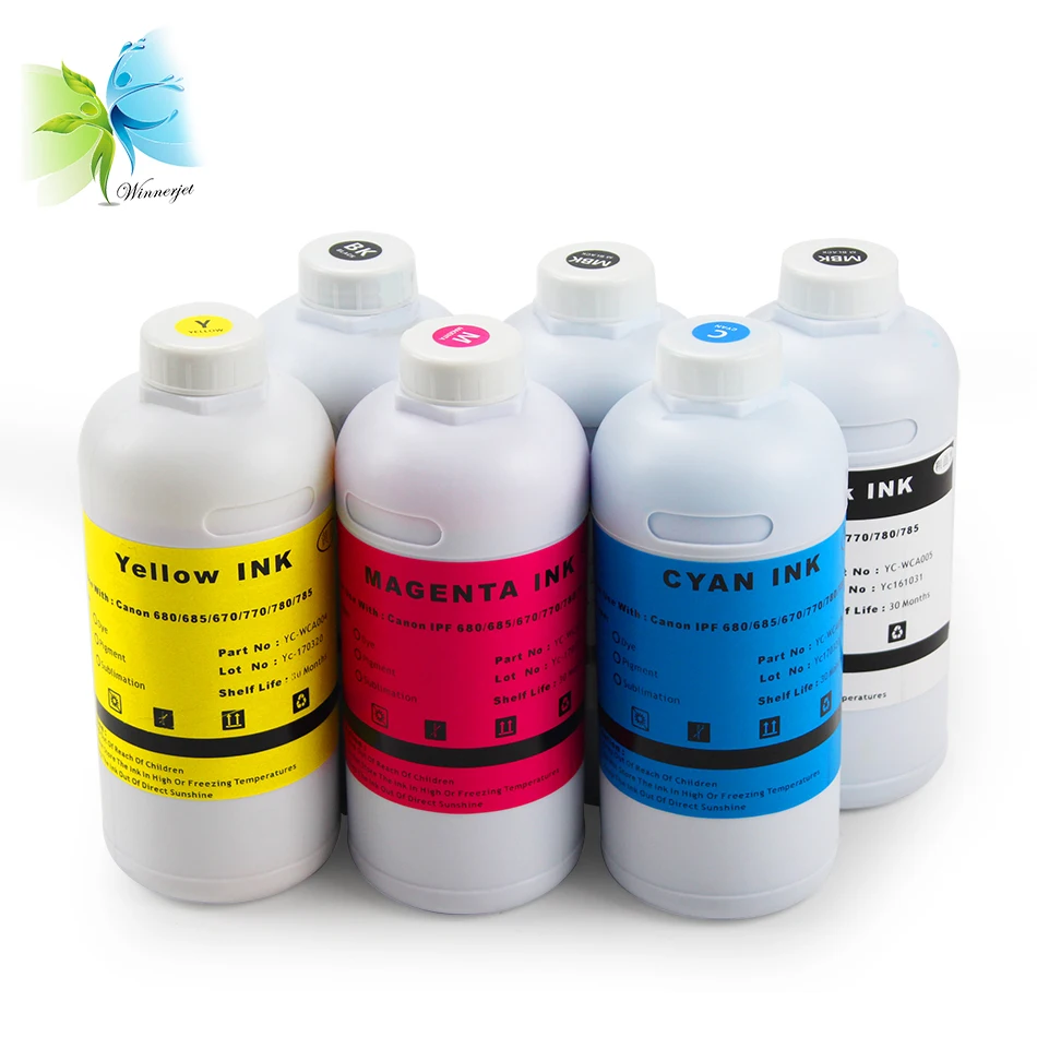 

WINNERJET 1000ml/bottle PFI107 PFI 107 Water Based Dye Ink For Canon IPF680 685 670 770 780 785 Printer