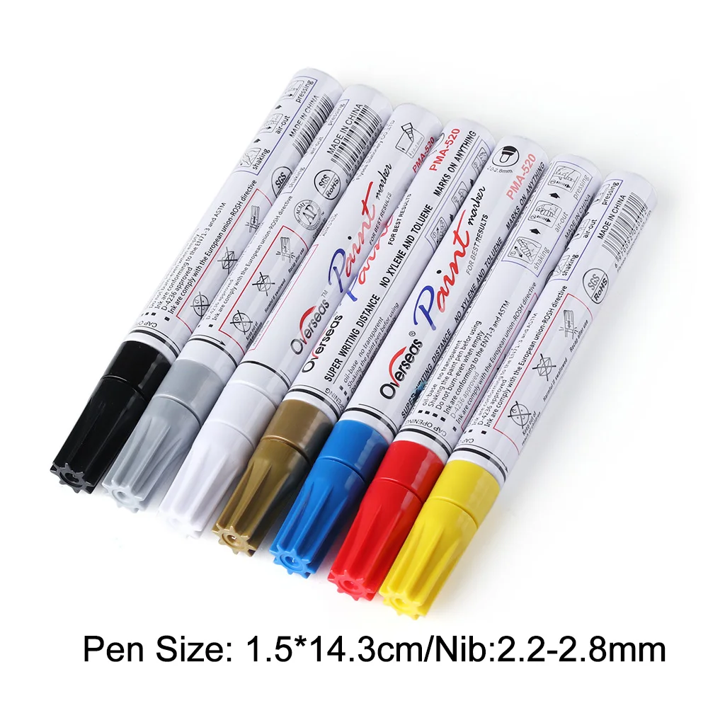 7 цветов Универсальный водонепроницаемый маркер с перманентной краской ручка автомобильных шин протектора резиновый металлический граффити фломастер на масляной основе