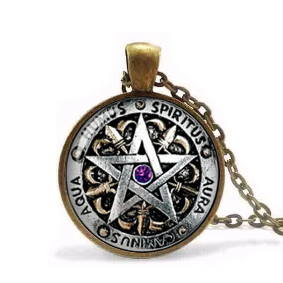 Стимпанк модное ожерелье с защитой от Wiccan черная волшебная языческая