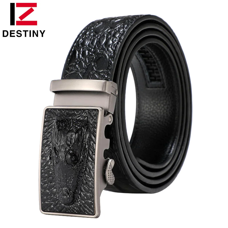 

DESTINY Crocodile Belt Designer Belts Men High Quality Male Genuine Leather Strap Man Luxury Famous Brand Automatic Cowather New