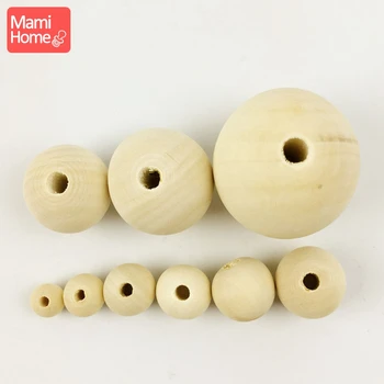 

mamihome 40mm 10pc Handmade Wooden Beads Smooth Surface Large Round Natural Unfinished Teether Balls Chew Toys Baby Teething