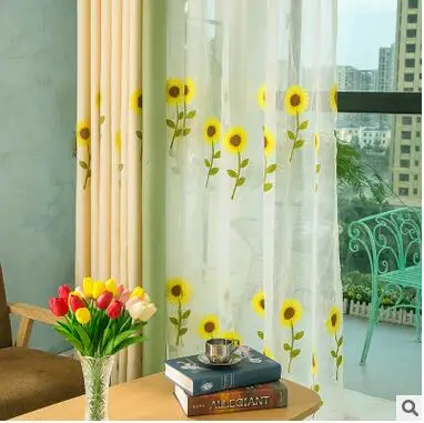Высококачественные занавески с вышивкой в виде подсолнуха подходят для