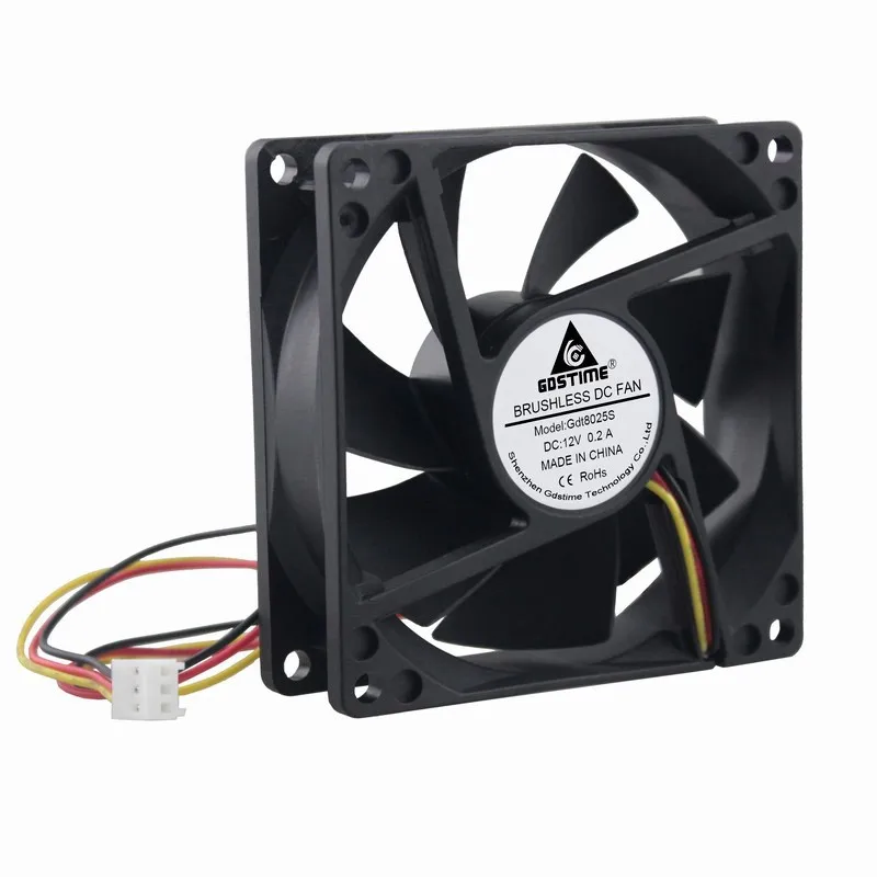 5 шт. Gdstime 80x80x25 мм DC 12 В бесщеточный кулер 8 см 3Pin корпус компьютера Вентилятор
