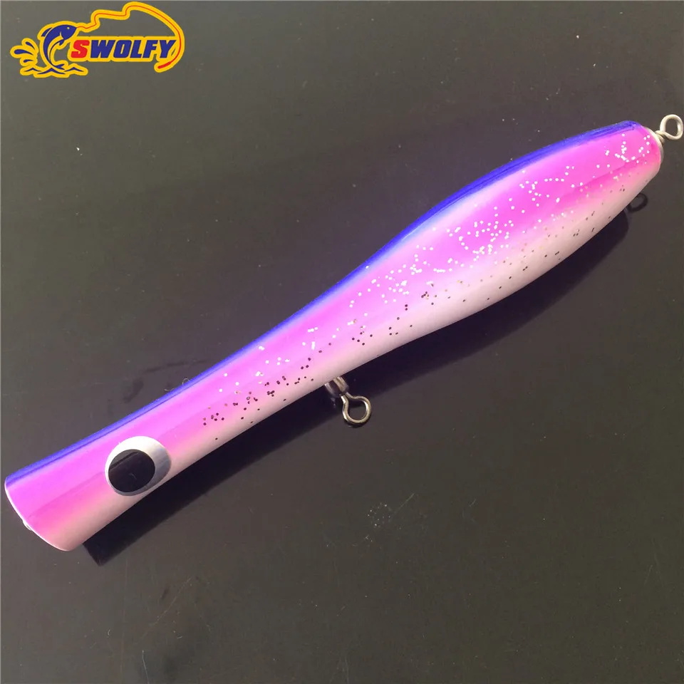 

Swolfy Free shipping 1pcs/Lot saltwater popper lures laser wood popper GT popper lures for sea fishing game 220mm / 97.7g