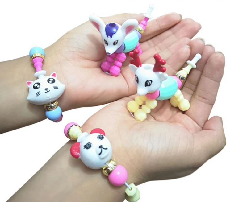 

DIY Kids Magic Tricks Cute Animals Toys Deformed Bracelet Girl Elasticity Stitching Magical Charm Bracelets Bangles Women Girls