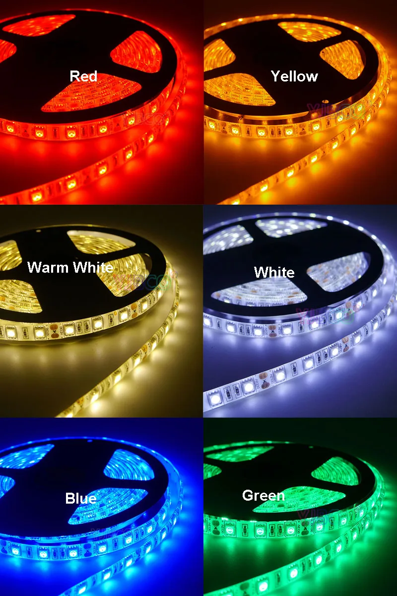 5 м 60 светодиодов/м 12 В 12 В 2835 5050 Светодиодный светильник гибкий RGB/белый/теплый белый/красный/зеленый/синий/желтый светодиодные ленты