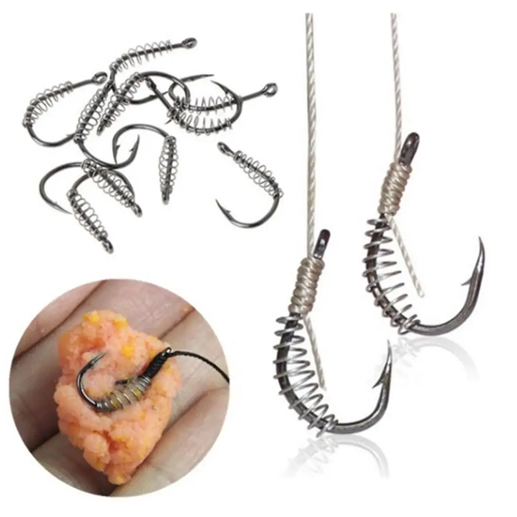 Stainless steel spring barbed fishing hooks fishing tackle accessories 