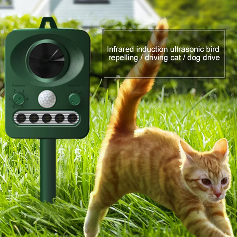 

Ultrasonic Cat Repeller Solar Power Bird Repeller Infrared Detector Announciator 0.5W 0.12A Eco Friendly