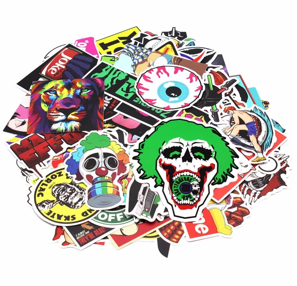 Nuoxintr 100 pcs للماء مختلط DIY دراجة نارية موتو الدراجة سيارة ملصقات الشارات لوح التزلج ملصقا موتوكروس التصميم ملصق لاصق لامع ورائع