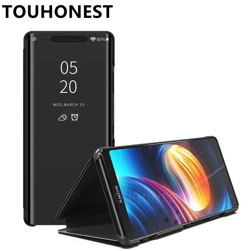 Для Sony Xperia XZ3 Smart cover прозрачный чехол с откидной крышкой и подставкой PC + PU кожаный
