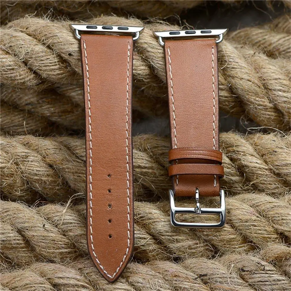 Ремешок из натуральной кожи для Apple Watch band 44 мм 40 браслет iwatch 42 correa 38 apple watch Series 6 se 5 4
