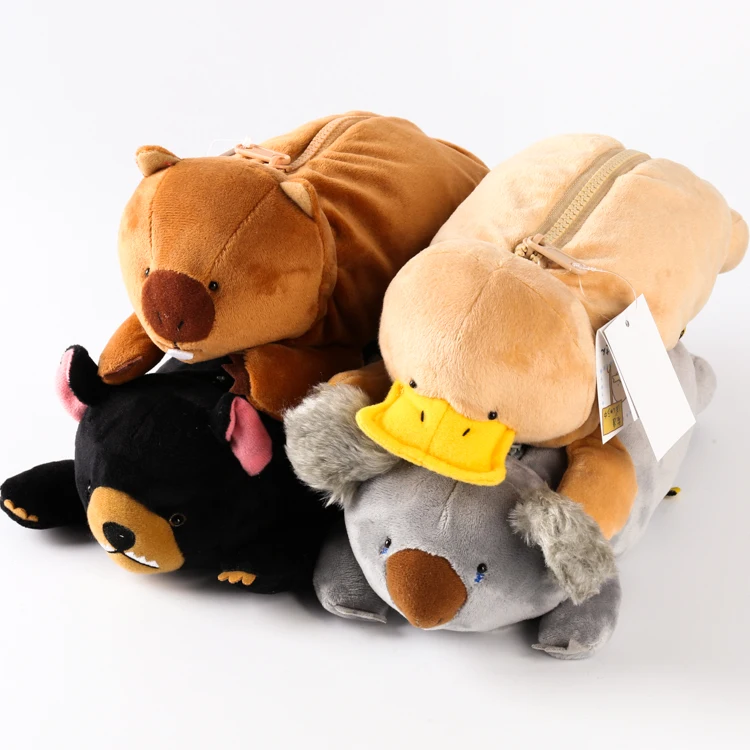 

candice guo! cute cartoon plush toy Wombat family koala bear kangaroo platypus soft pencil bag creative kids children gift 1pc