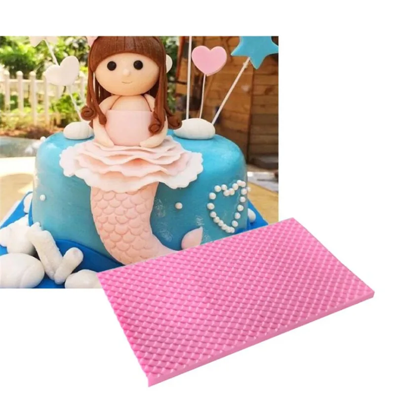 

TTLIFE 1Pc Border Mould Lace Mat Mermaid Fish Scale Silicone Mold DIY Fondant Embosser snake Texture Cake Mold Decoration Mould