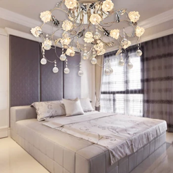 

Z Modern LED Ledroom Ceiling Lamp European Restaurant Crystal Lamps Individuality Creativity Lighting Fixture Luxury Rose Lamp