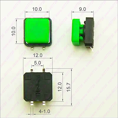 10 шт. 12X12 мм H = 9 мм с квадратной крышкой мгновенные тактильные 4PIN SMT/DIP тактовый переключатель кнопочный переключатель микроклавишная кнопка
