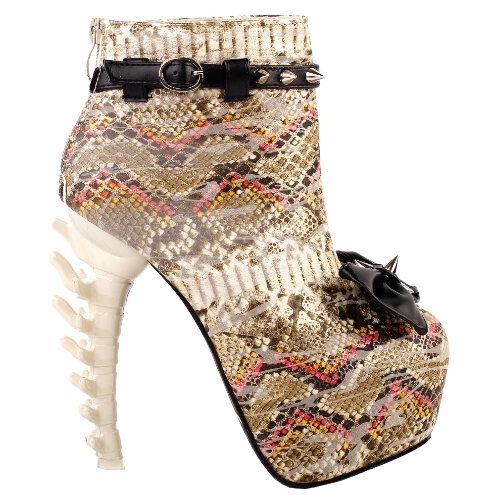 black and white snakeskin heels