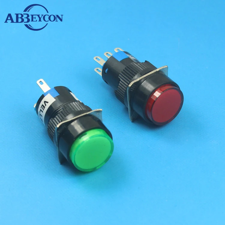 

NS252 A16-11ZY-N ON-ON latching 3A 220V RED 5 PIN 1NO1NC lamp illuminated button switch