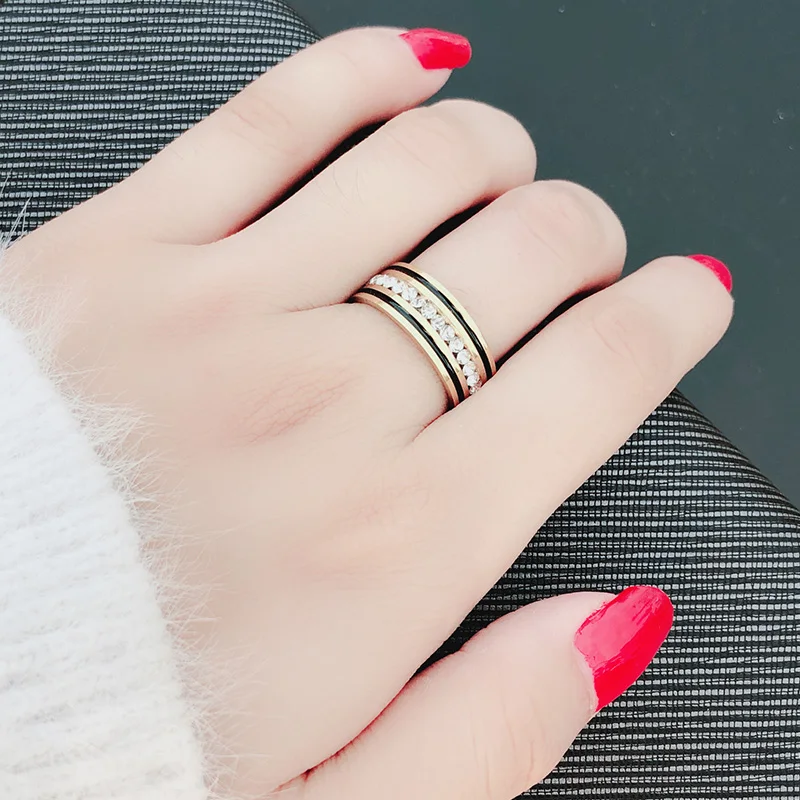 DOTIFI 316L кольца из нержавеющей стали для женщин 3 цвета круг циркон обручальное кольцо ювелирные изделия