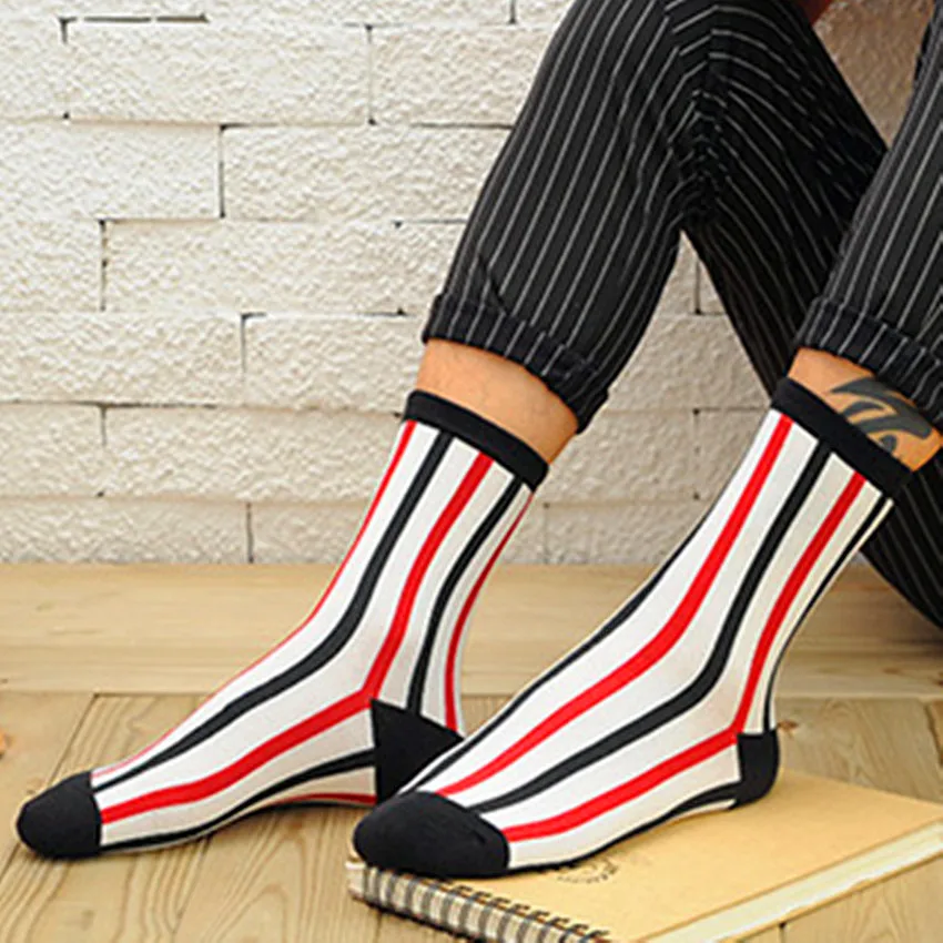 stripes socks autumn black and white vertical striped cotton tube socks