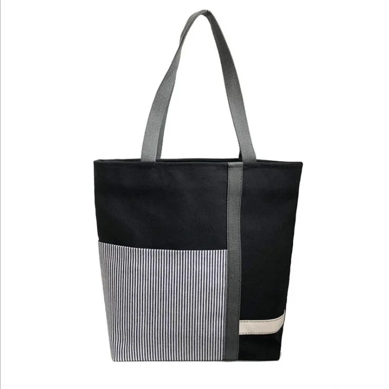  New Summer Women Canvas bohemian style strip Shoulder Beach Bag Female Casual Tote Shopping Big Bag - 32958945468