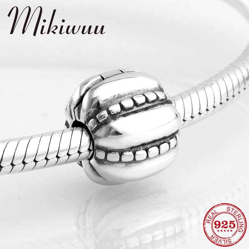 

925 Sterling Silver Like Pumpkin pattern round shape clip Lock DIY beads Jewelry making Fit Original Pandora Charm Bracelet