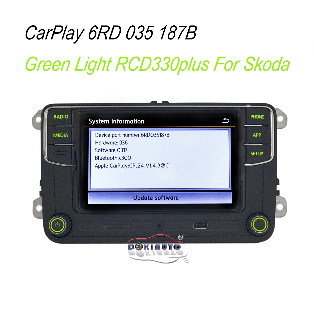 Desay SV зеленая подсветка Немецкий Русский Турецкий язык 187B RCD330 Plus CarPlay радио для Skoda