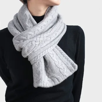 

200x40cm Winter Handmade Scarf Cashmere Knitted Long Scarf And Wraps Women Super Chunky Unsex Solid Crochet Scarfs Shawl