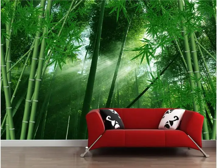 

3d room wallpaper custom mural non-woven wall sticker TV setting wall lush green bamboo forest scenery mural wall paper