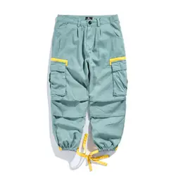 Комбинезоны мужские осенние свободные прилив бренд шить мульти-карман японский случайные девять точек брюки BX004