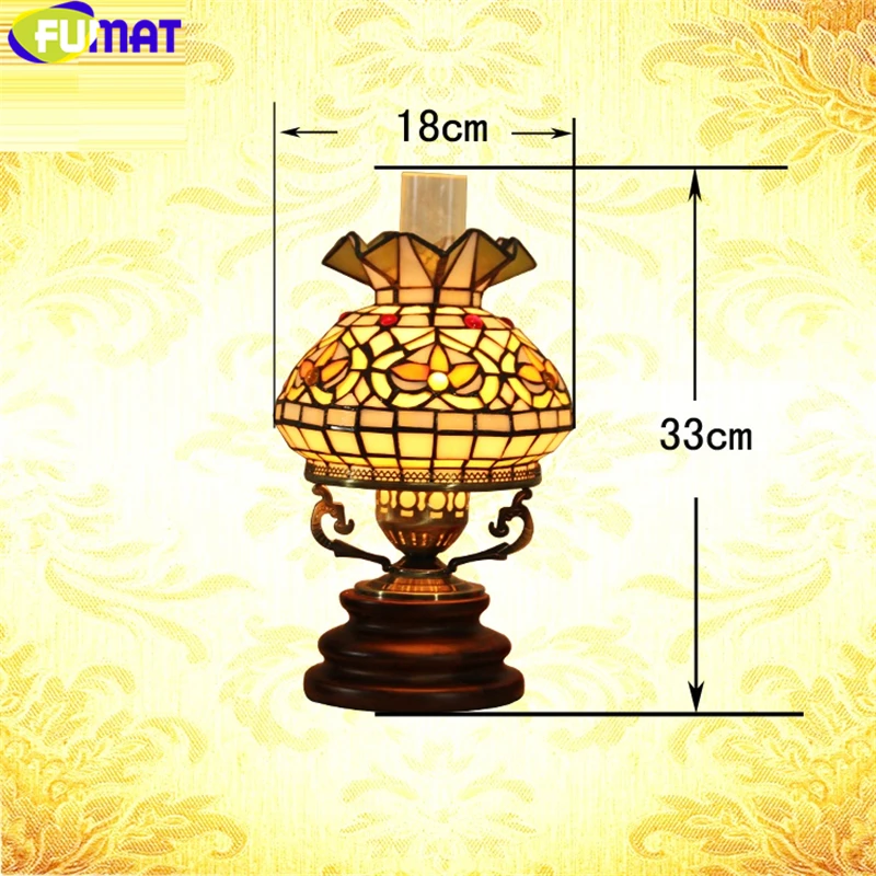 FUMAT Stained Glass Tiffany Desk Lamp Dragofly Cat Kerosene Lamps Decorative European Style LED E27 Table Reading Luxury Light 5