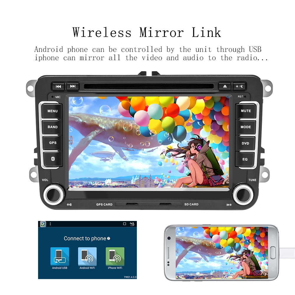 Excellent AMprime  2din Android Car DVD Multimedia Player GPS Navigation 2 Din Bluetooth Autoestereo For Volkswagen/ Passat/POLO/GOLF 5