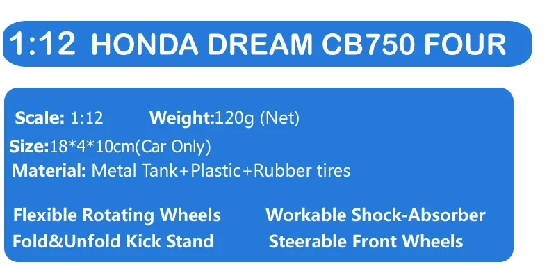 1:12 Масштаб Мини HONDA DREAM CB750 четыре мотоцикла литье под давлением модель спортивный велосипед двигатель Реплика superbike коллекция мальчиков Игрушка золото