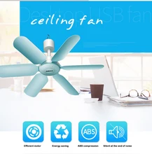 

AUX 7W 6 Leaf Super Quiet Soft Wind Mini Household Mute Mini Fan ceiling fan Energy Saving Fan ABS Hanging Fan For Home Blue220V