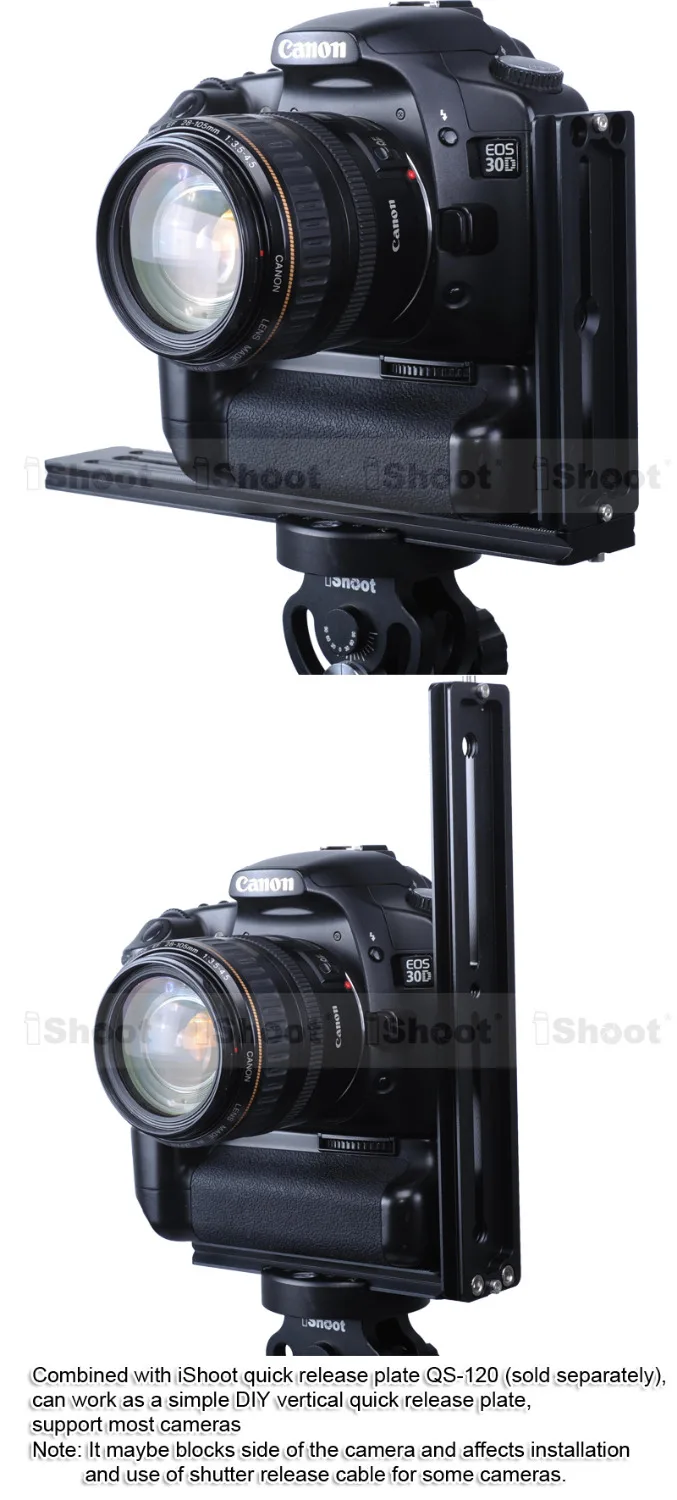 Ishoot Placa de Liberação Rápida de 22cm Mais Placa de 12cm qr para Câmera Tripé Cabeça de Bola-pode Moldar Placa de Liberação Rápida Vertical Universal - Image 2