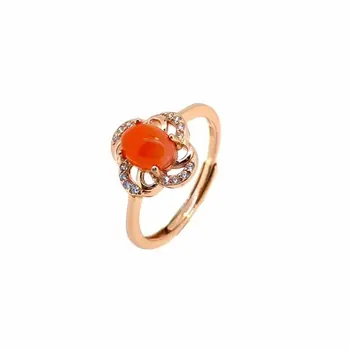 

shilovem 925 silver sterling real Natural south Red agate rings fine Jewelry Christmas gift new plant yhj050799agnh