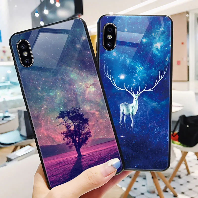 Hisomone Gradient Color Phone Case For iPhone 6 6S 7 8 Plus X Xs Max Xr Glass Silicone Back Case For iPhone 7 6 S Cover Conque
