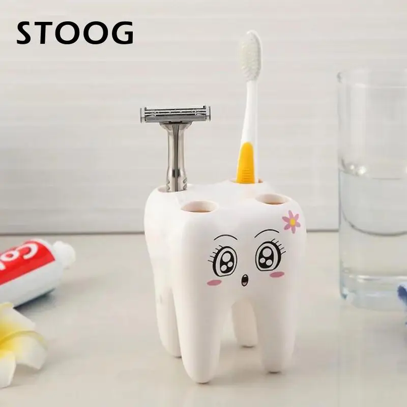 

Toothbrush Containers Bathroom Toothbrushholder White Tooth Shape Place Toothbrush Storage