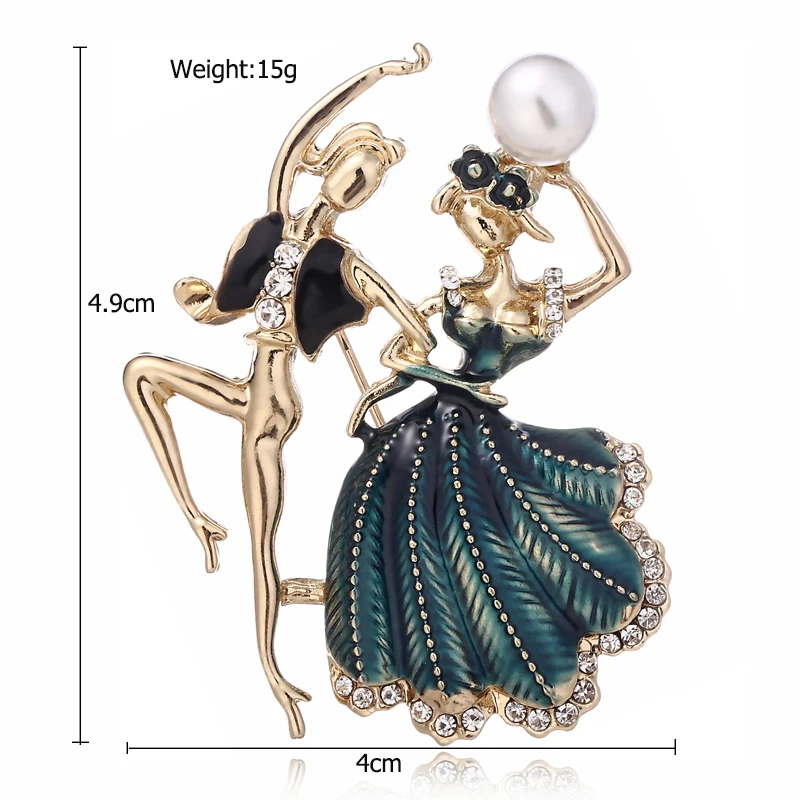 YAOLOGE танцы люди броши булавка мозаика имитация жемчуга Мода Эмаль Изысканная одежда ювелирные изделия для женщин аксессуары Подарки
