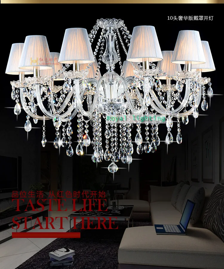 

Kitchen 10 pcs led candle chandelier lamps for dining room transparent crystal chandelier living room foyer Cafe hanging light